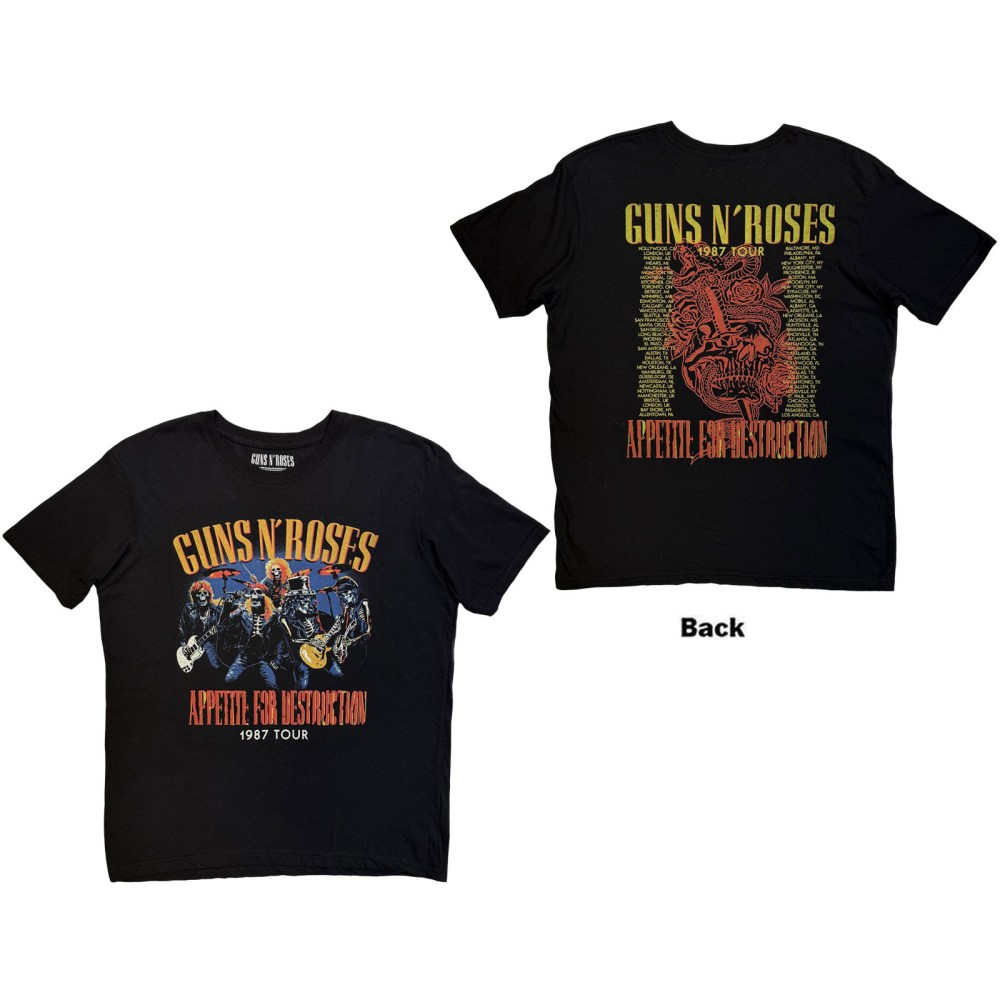 Guns N' Roses - Skeleton 1987 Tour Mens Tshirt - Black